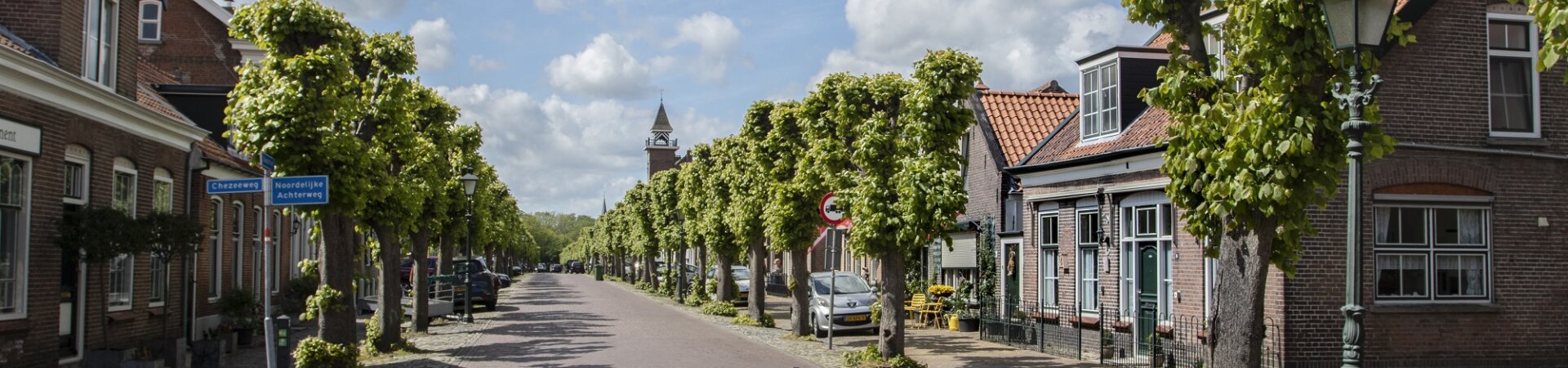 Bescherm dorpsgezicht Dorpsstraat in Wemeldinge met Lindenbomen