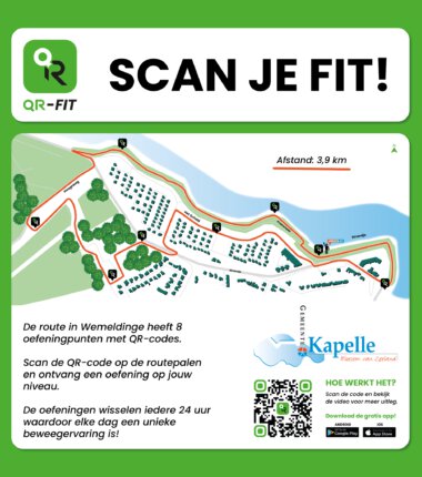 Route informatie bord van de QR-Fit beweegroute in Wemeldinge