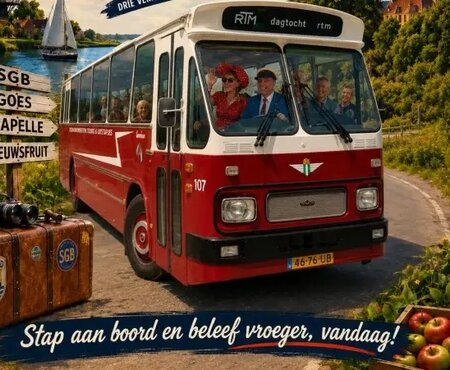 Klassieke tourbus voor een tijdreis door de Bevelanden
